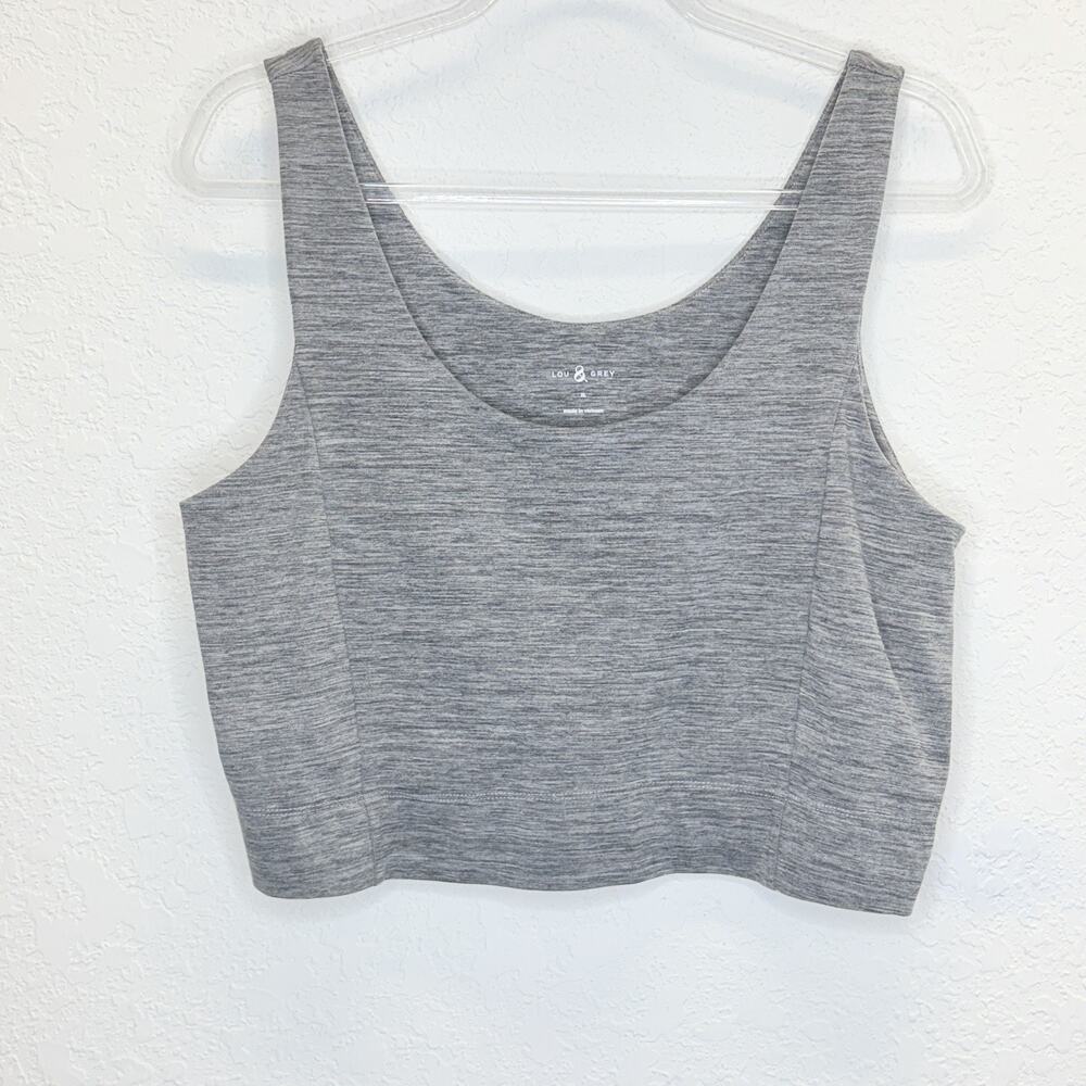 Lou & Grey Sports Bra Size XL Heather Gray Shelf Bra Unpadded, comfy, stretchy